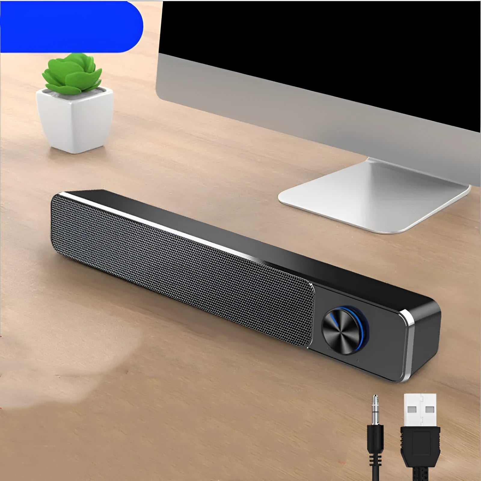 G18 black and white desktop computer speakers with wired connection and ABS PC plastic housing
