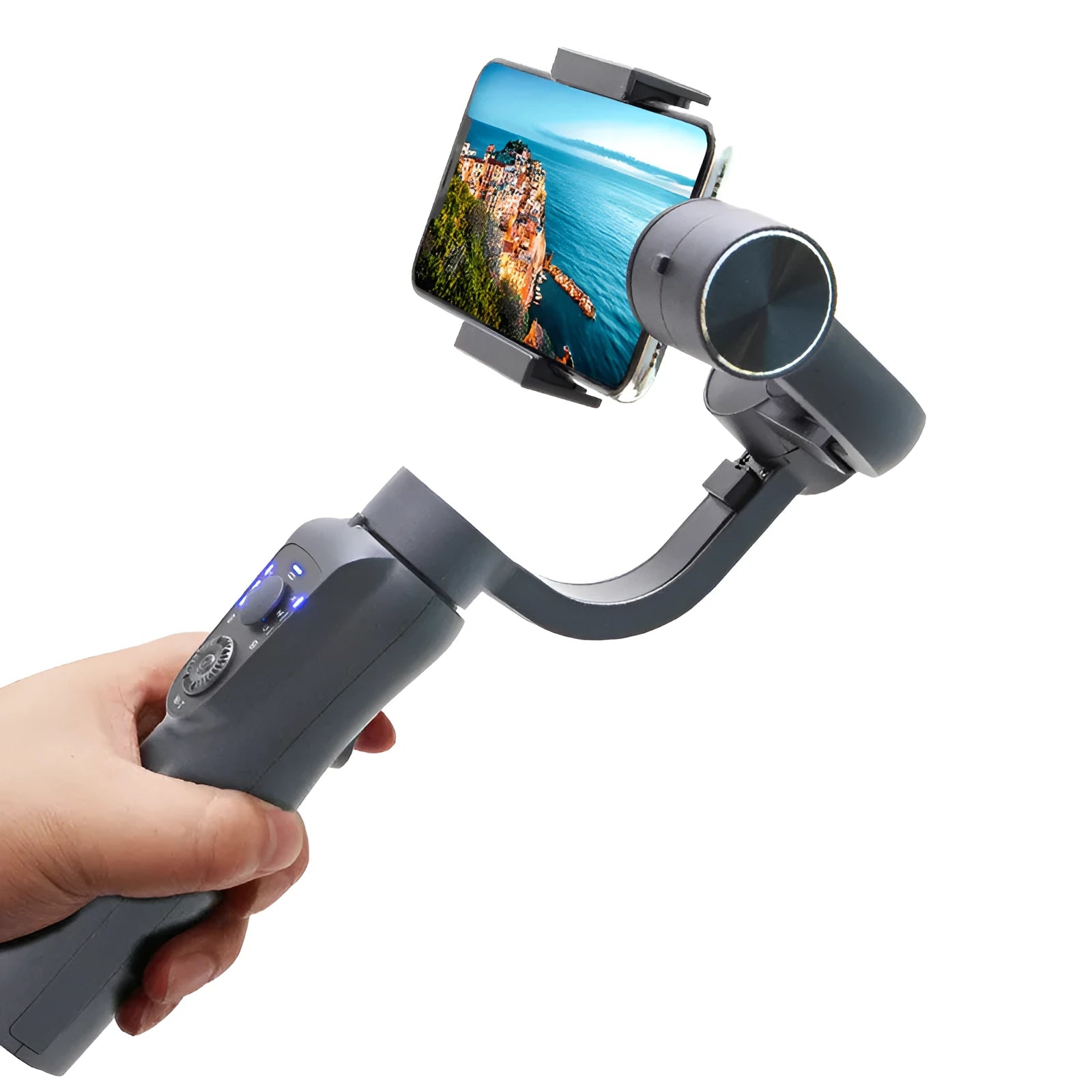 Mobile phone three-axis stabilizer gimbal with extension rod and tripod accessories