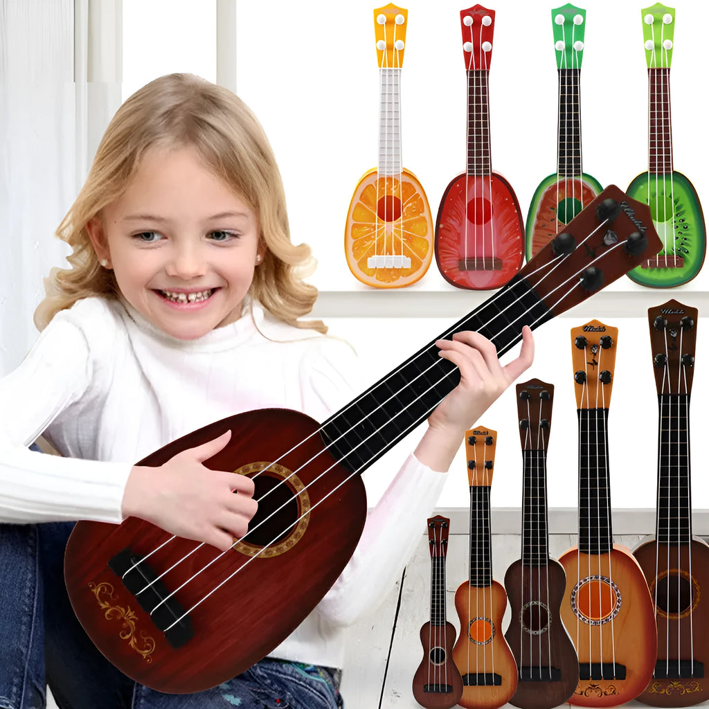 Plastic simulation ukulele toy for children with retro guitar styling