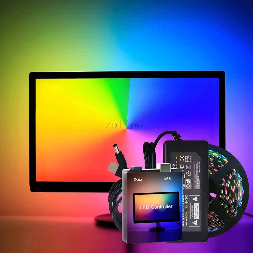 RGB LED Symphony computer monitor light bar for monitor background, 1m to 5m set, 30 or 60 lights per metre
