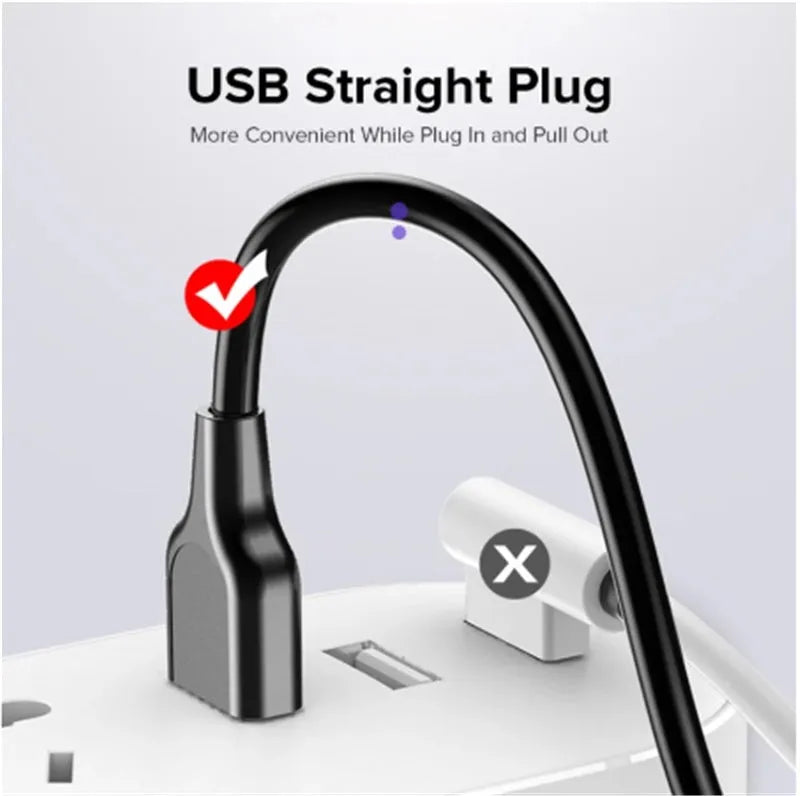 Black and white 5A fast charging USB cable with elbow Type-C connector for Android phones.