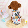 Hawaiian pattern small dog shirt in blue with button closure and loose short sleeves
