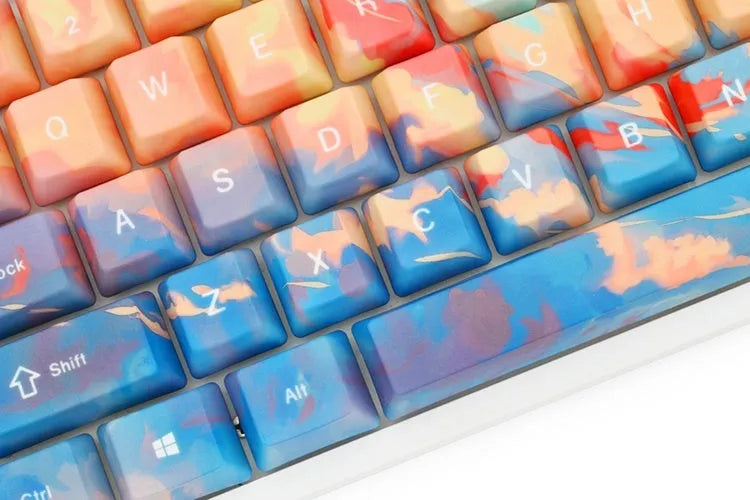 Colourful five-sided sublimation sunset keycap for wired keyboard customisation, single OEM keycap