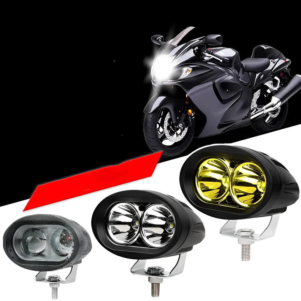 Aluminium LED spotlight, 12-80V, white or yellow light, single high beam for motorcycle or electric car