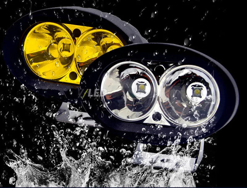 Aluminium LED spotlight, 12-80V, white or yellow light, single high beam for motorcycle or electric car