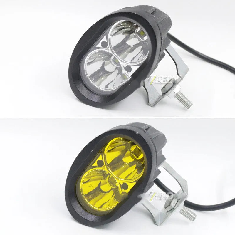 Aluminium LED spotlight, 12-80V, white or yellow light, single high beam for motorcycle or electric car