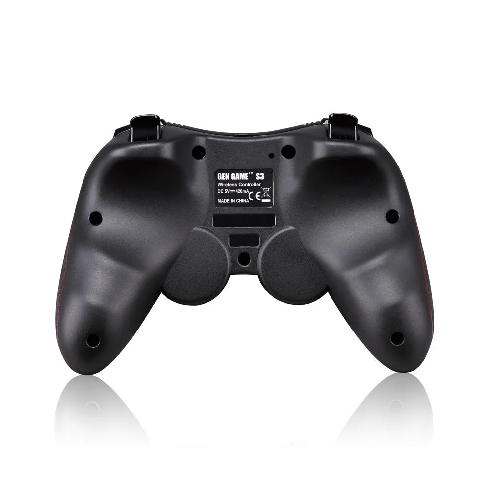 Black wireless Bluetooth gamepad for mobile phones on a dark surface