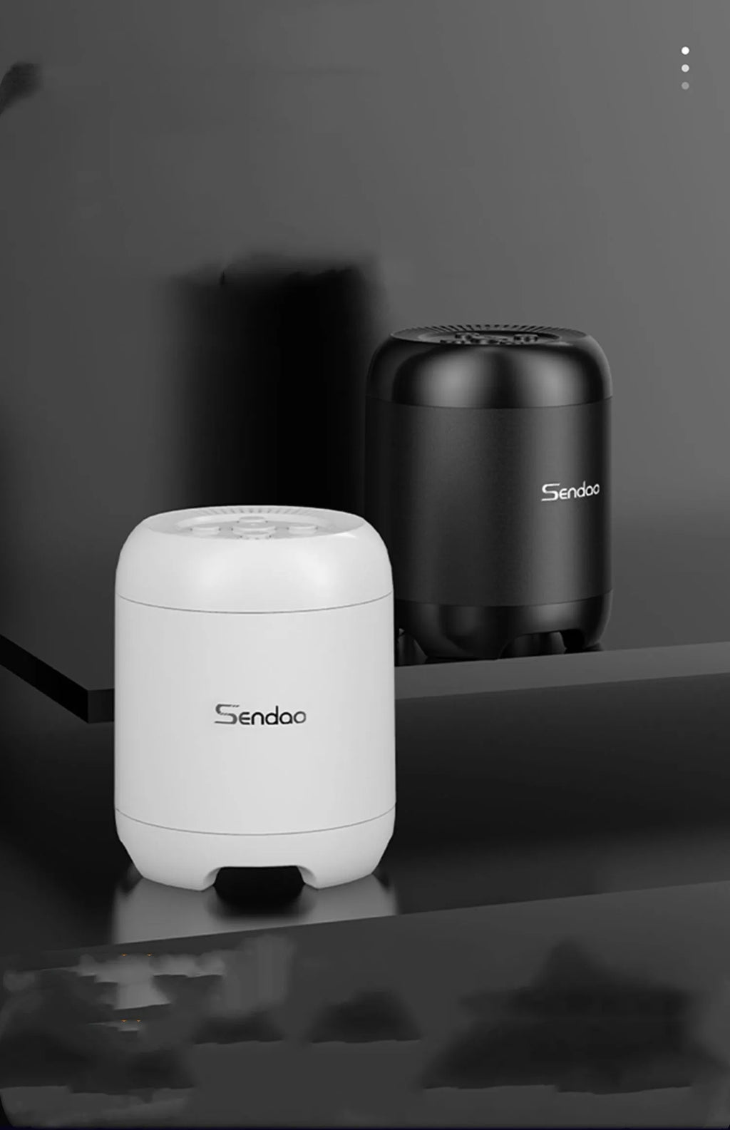 Compact black or white portable Bluetooth speaker with card reader and super subwoofer.
