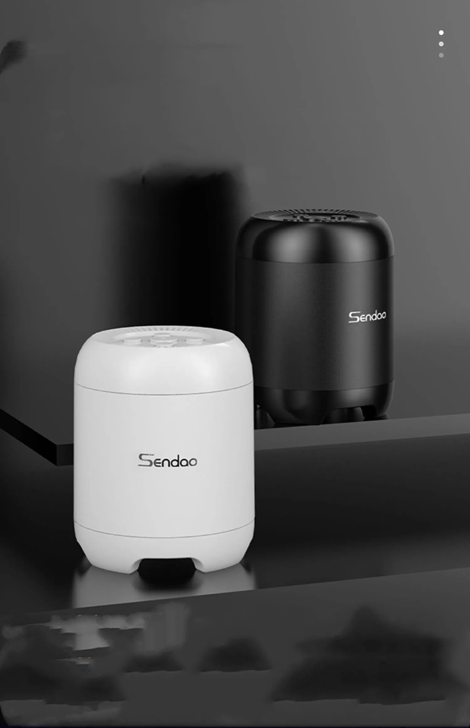 Compact black or white portable Bluetooth speaker with card reader and super subwoofer.