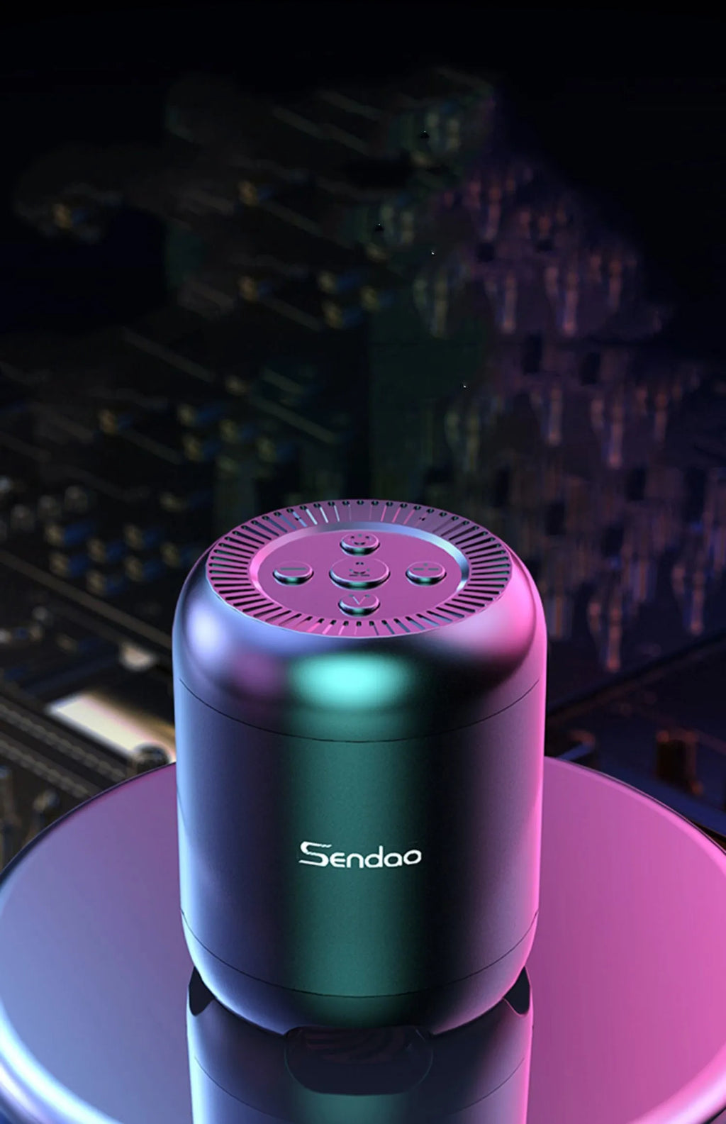 Compact black or white portable Bluetooth speaker with card reader and super subwoofer.
