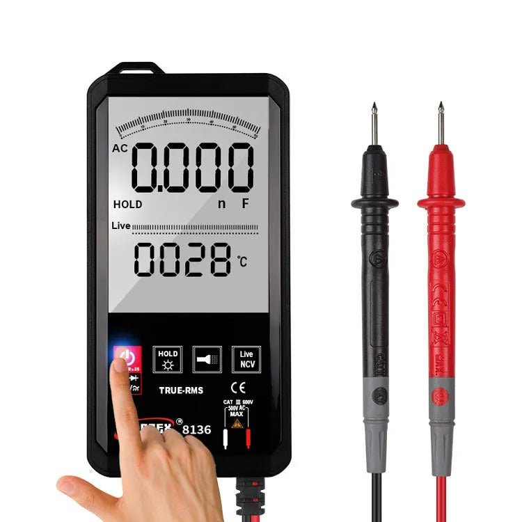 Hanyan 8136 handheld digital multimeter with large touch screen and dual display