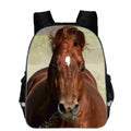 Horse cartoon school backpack with animal head design available in multiple colours and sizes