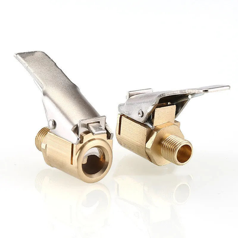 Gold air pump conversion quick clip with external thread for tyre inflation