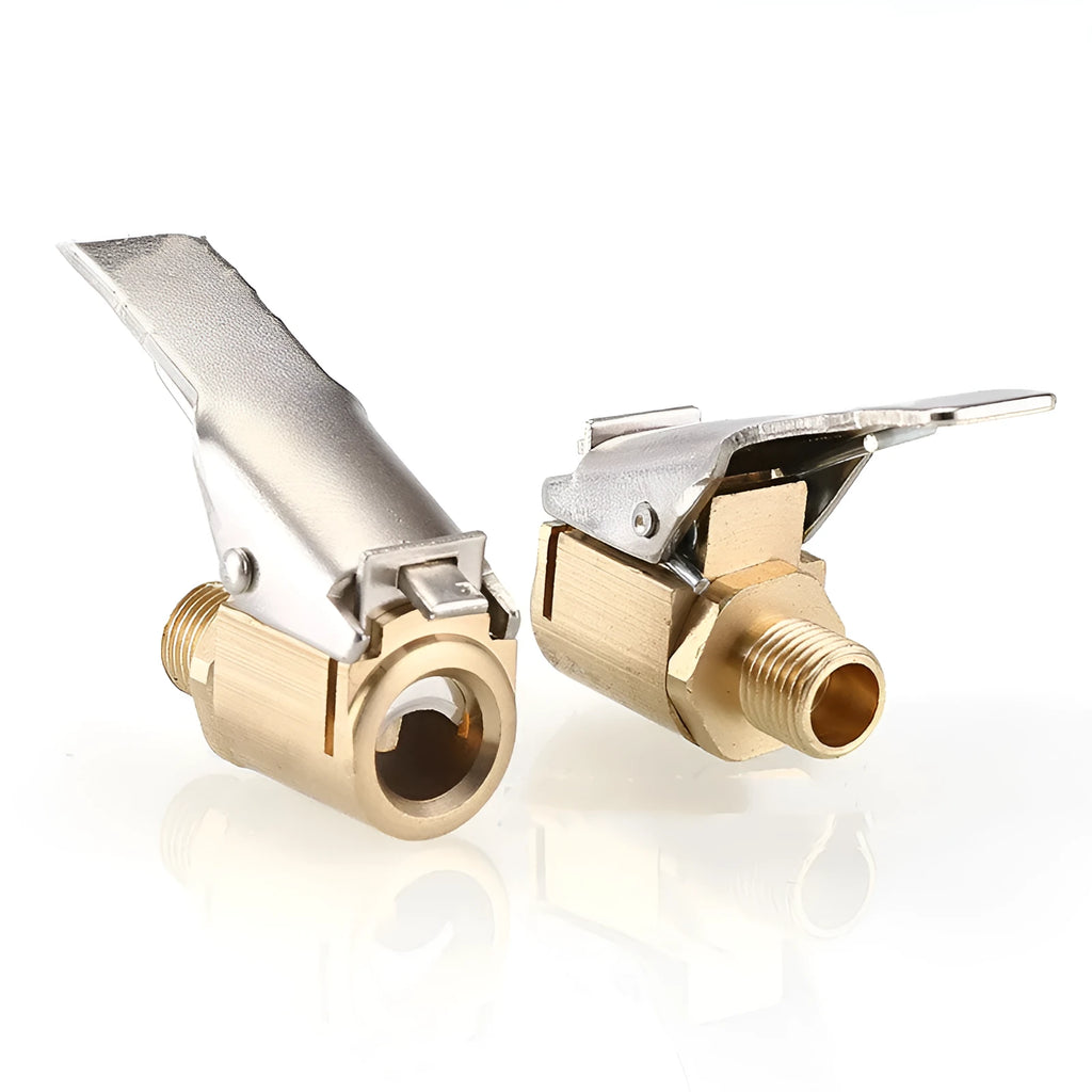 Gold air pump conversion quick clip with external thread for tyre inflation