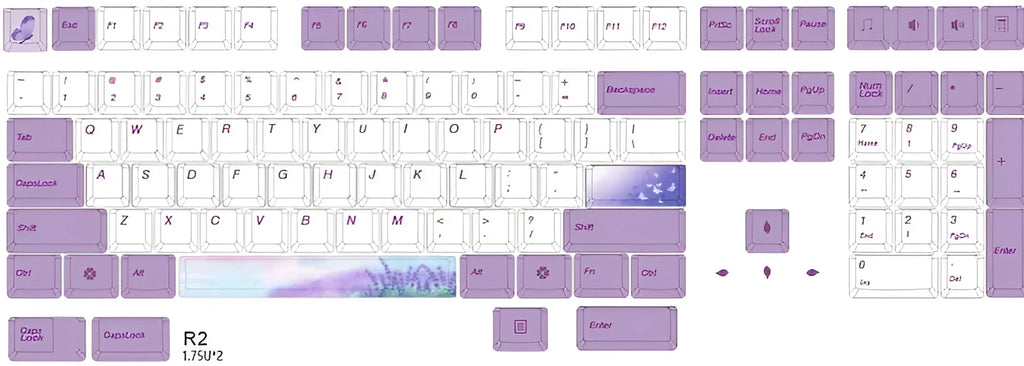 Lavender purple PBT keycap set for mechanical keyboards with AKKO RK IKBC108 compatibility