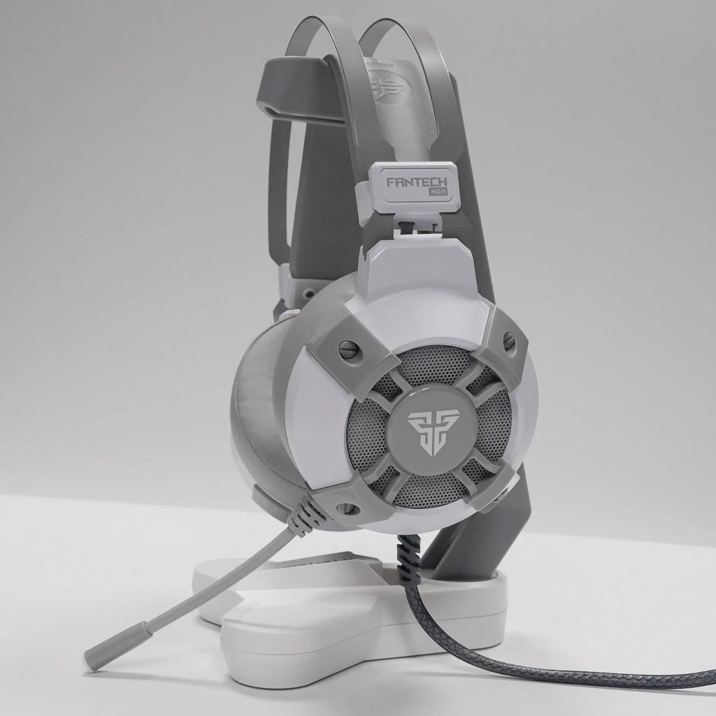 Black FANTECH HG11 gaming headset with RGB lights and a USB cable