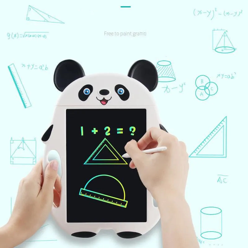 Panda-themed LCD electronic drawing board with clear button on nose for instant screen erasure