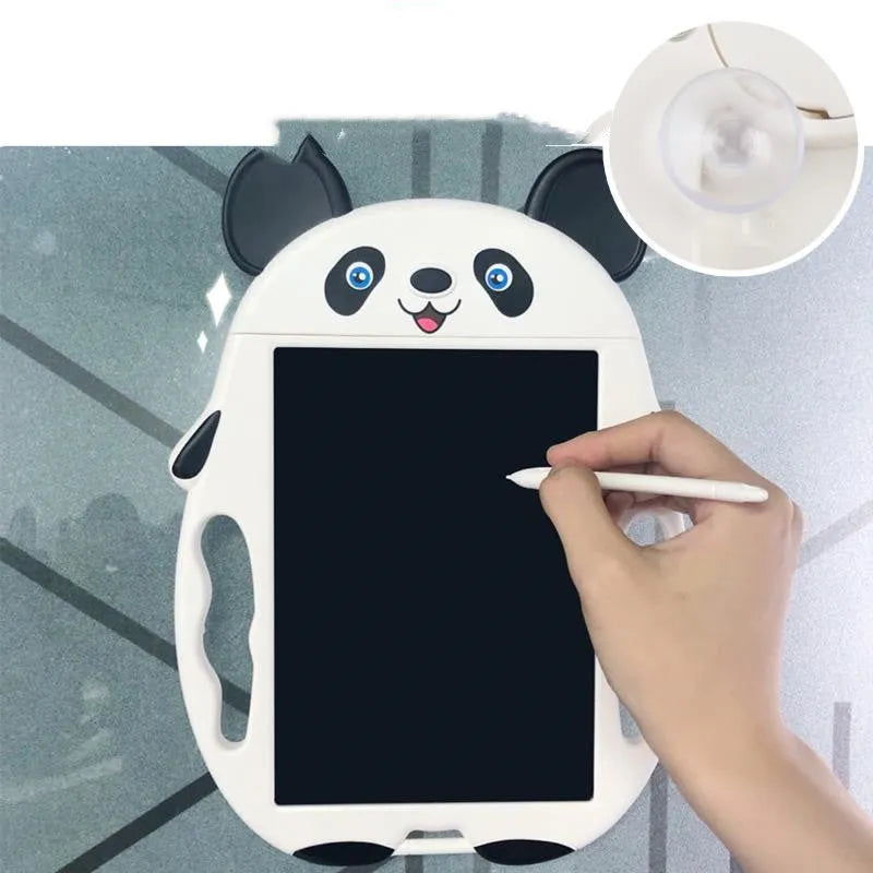Panda-themed LCD electronic drawing board with clear button on nose for instant screen erasure