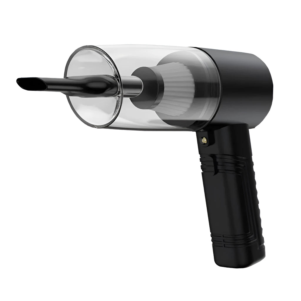 Dual-purpose car vacuum cleaner with accessories in black or white colour options