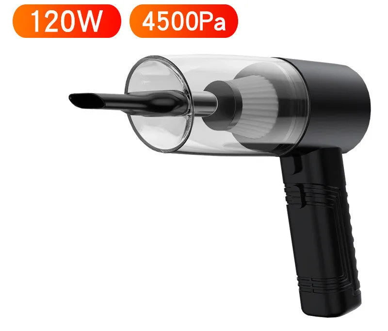 Dual-purpose car vacuum cleaner with accessories in black or white colour options