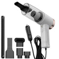 Dual-purpose car vacuum cleaner with accessories in black or white colour options