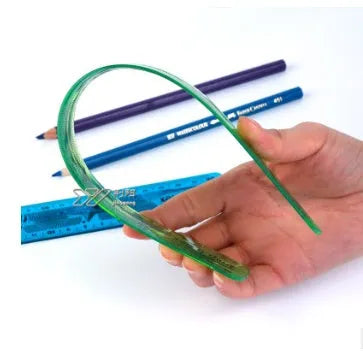30cm soft plastic ruler in blue, pink, and green colours with clear double-sided scale