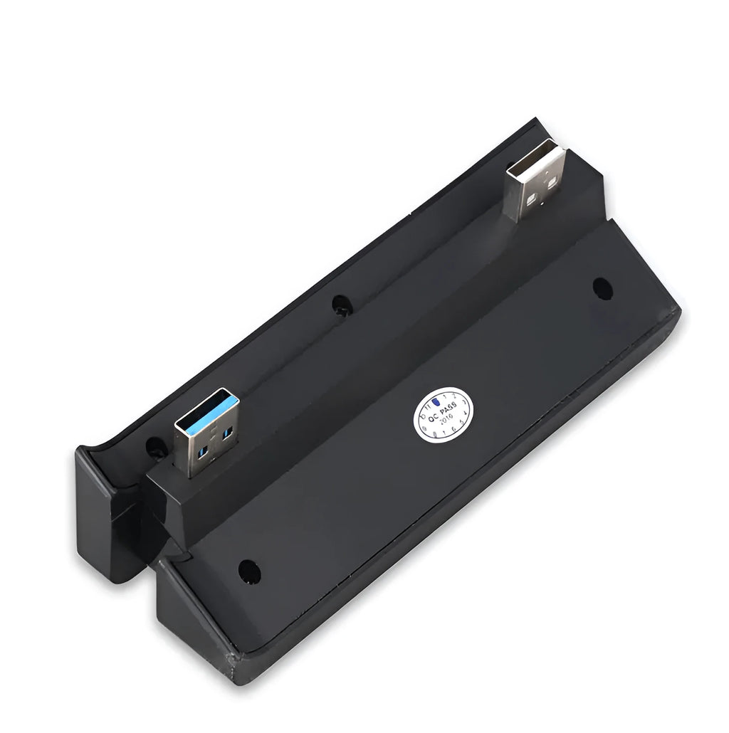 Black PS4 Slim USB HUB extender with 2.0 and 3.0 interfaces for PlayStation 4 connectivity expansion