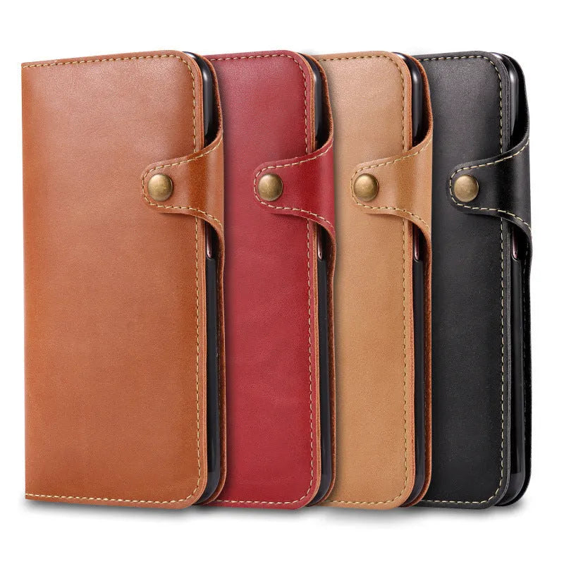 Samsung Galaxy S8 Plus Flip Phone Case Note 8 Plug-in Card Phone Case PU Leather Business Style Protective Cover with Card Slot Black Khaki Brown Red