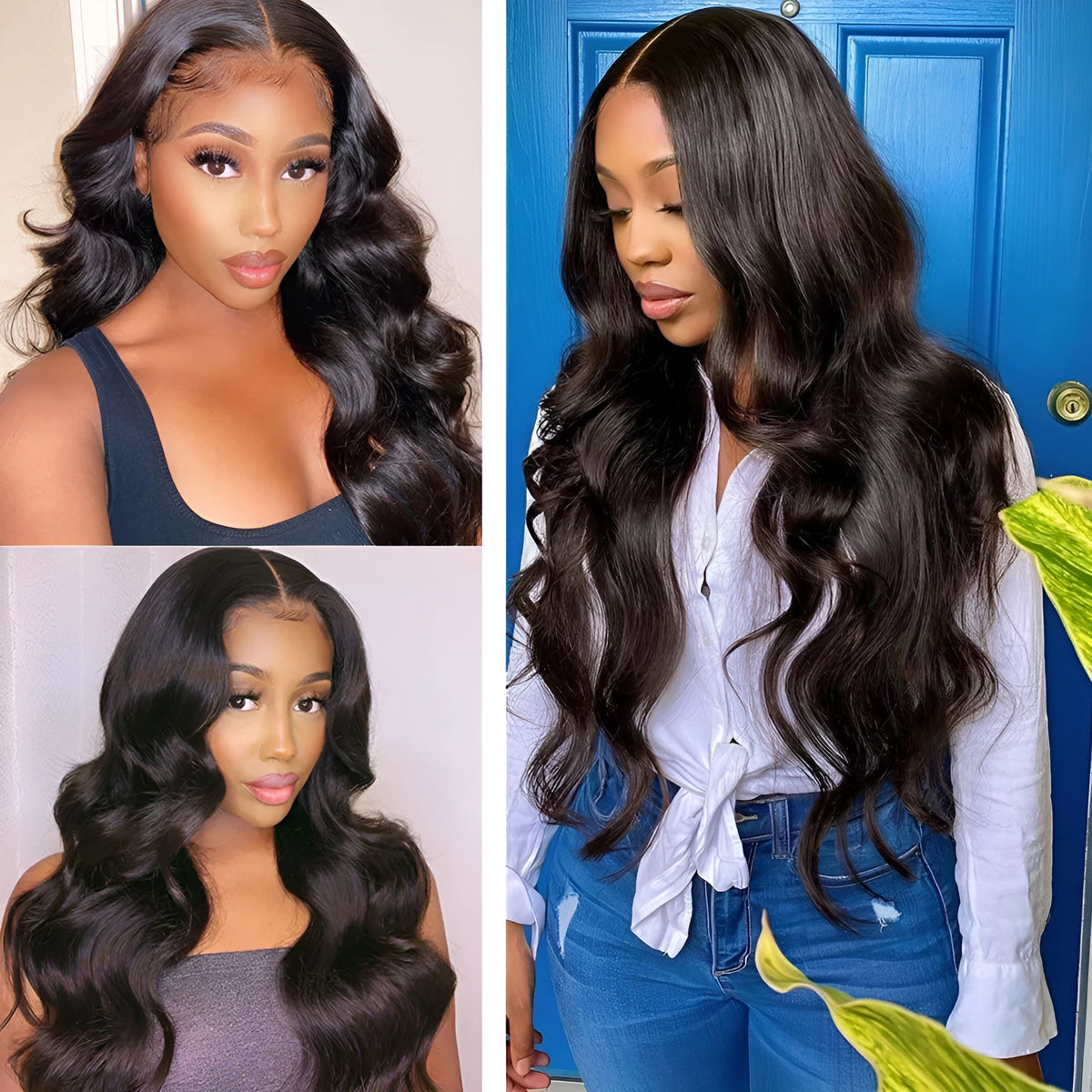 70cm long curly black wig with oblique bangs on a mannequin head