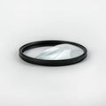 77mm half moon mirror split focus filter for SLR cameras with microfiber cloth and shockproof bag.