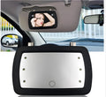 Black universal car sun visor makeup mirror with 6 LED lights and finger touch switch, 17x11cm ABS and glass construction