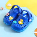 Children's PVC cartoon slippers with animal prints in yellow, blue, pink, grey, or sky blue colours