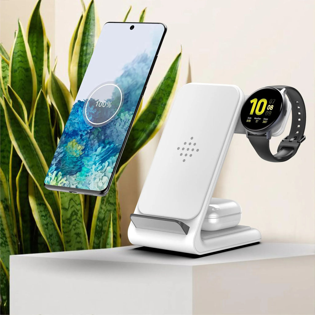 Three-in-one wireless charging bracket for iPhone, Apple Watch and AirPods in black colour
