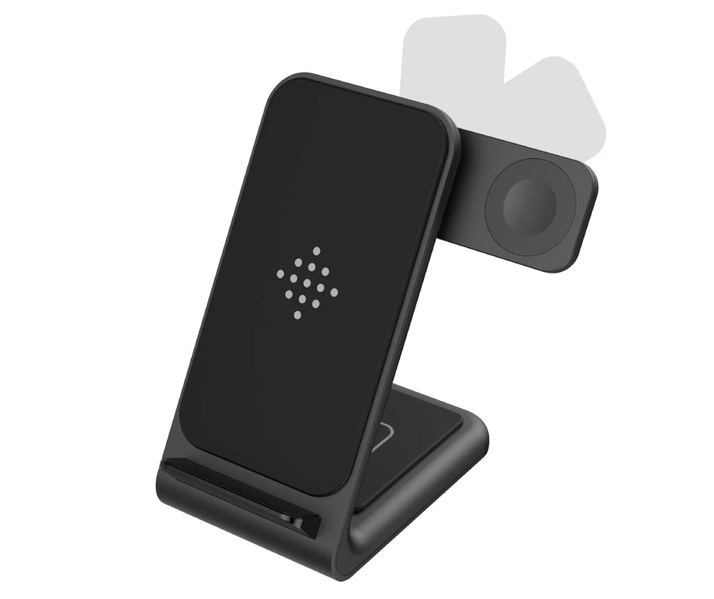 Three-in-one wireless charging bracket for iPhone, Apple Watch and AirPods in black colour