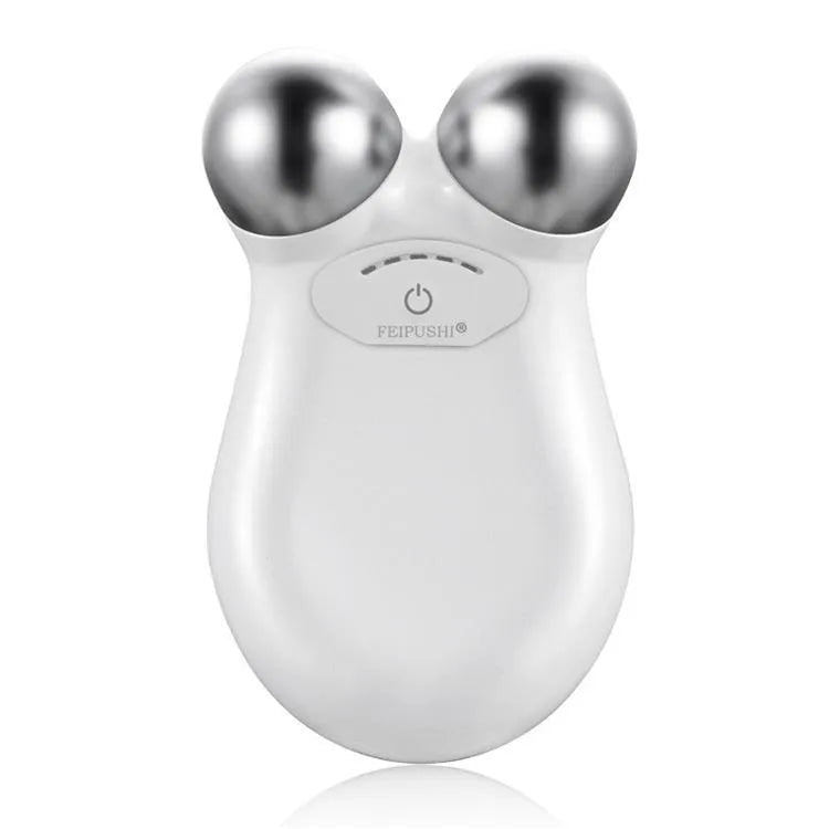 Micro current beauty instrument facial lifting device HS-858 in pink with compact design on white background