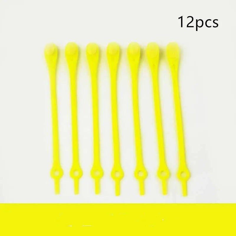 Silicone elastic shoelaces 11.5cm stretch to 30cm in twelve colours, lace-free replacement for sports shoes and trainers