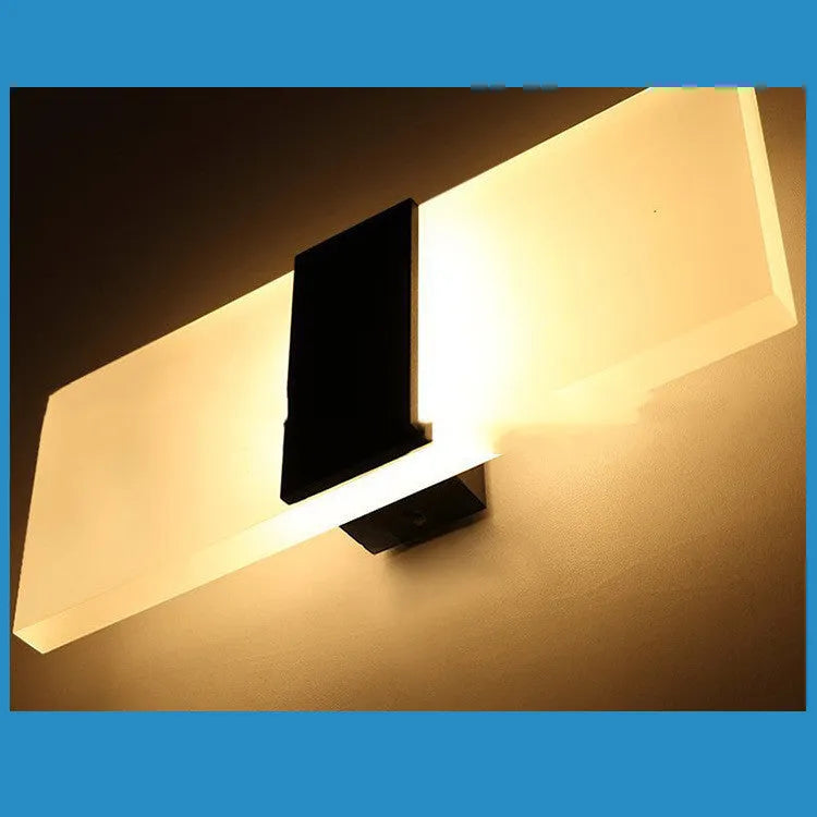 Rechargeable LED wall lamp with acrylic shade in black right-angle style