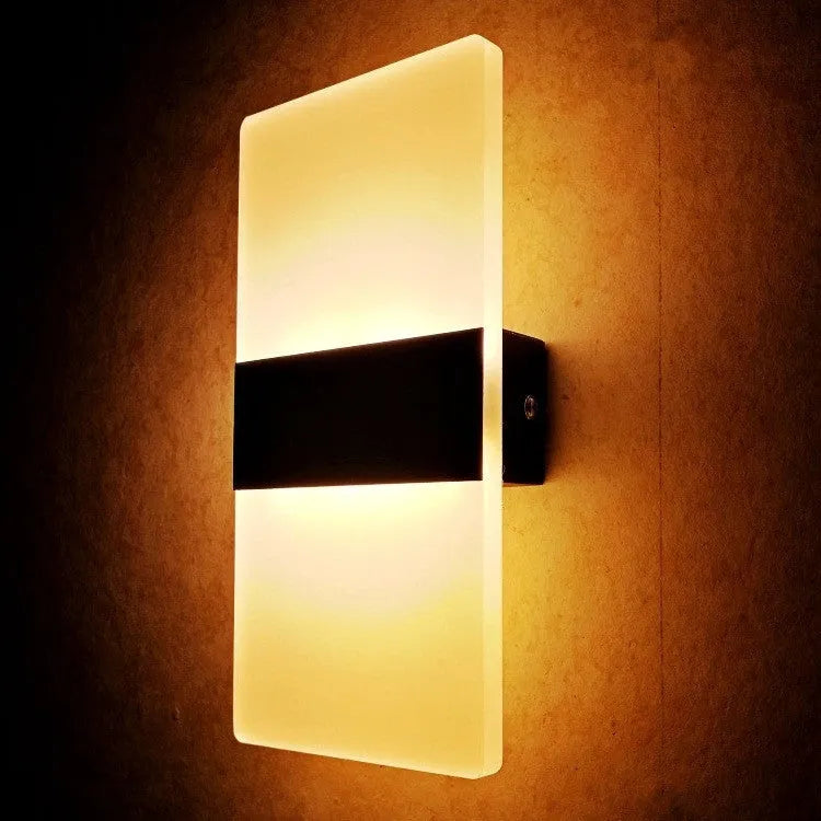 Rechargeable LED wall lamp with acrylic shade in black right-angle style