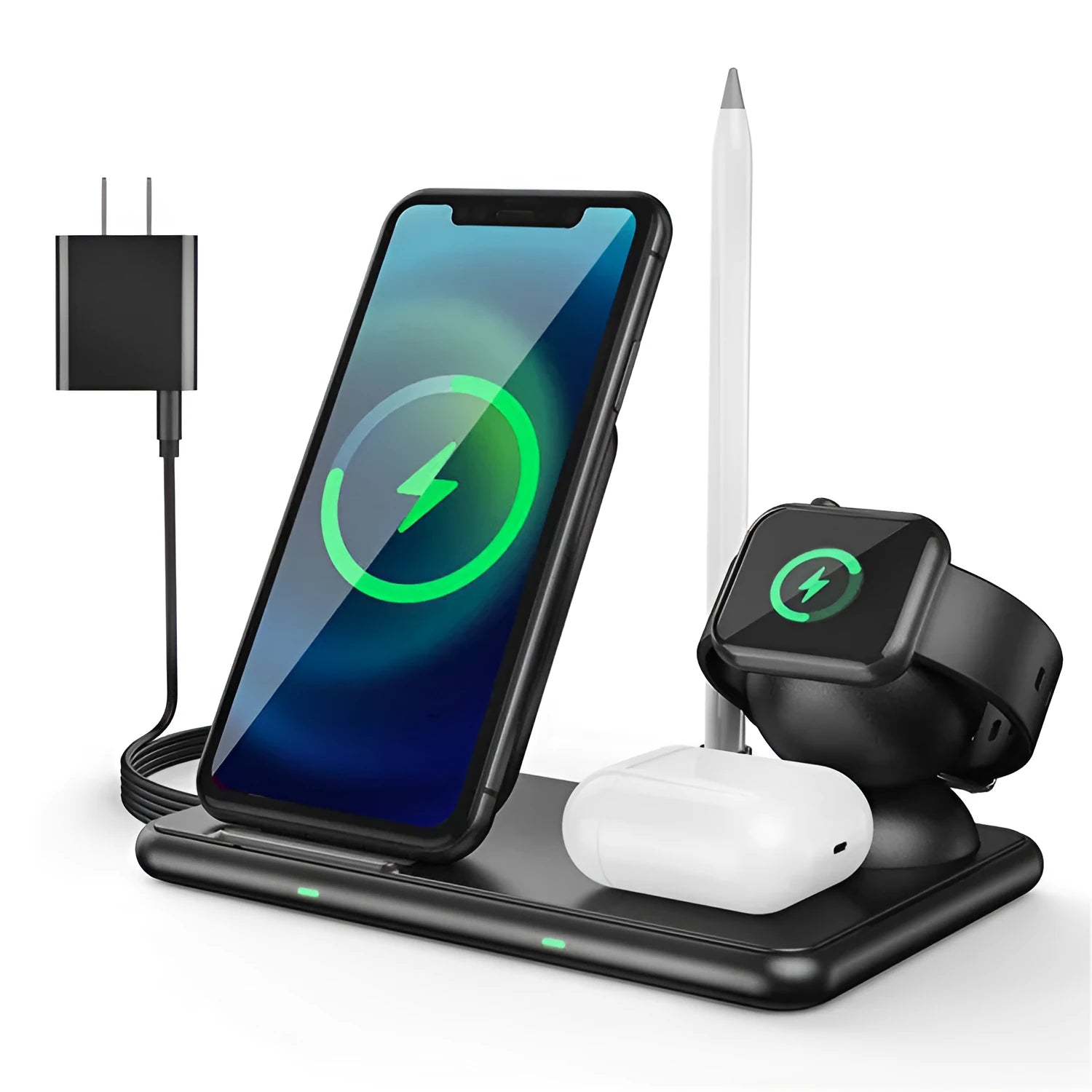 Black wireless charging pad with Type-C connector for mobile phones