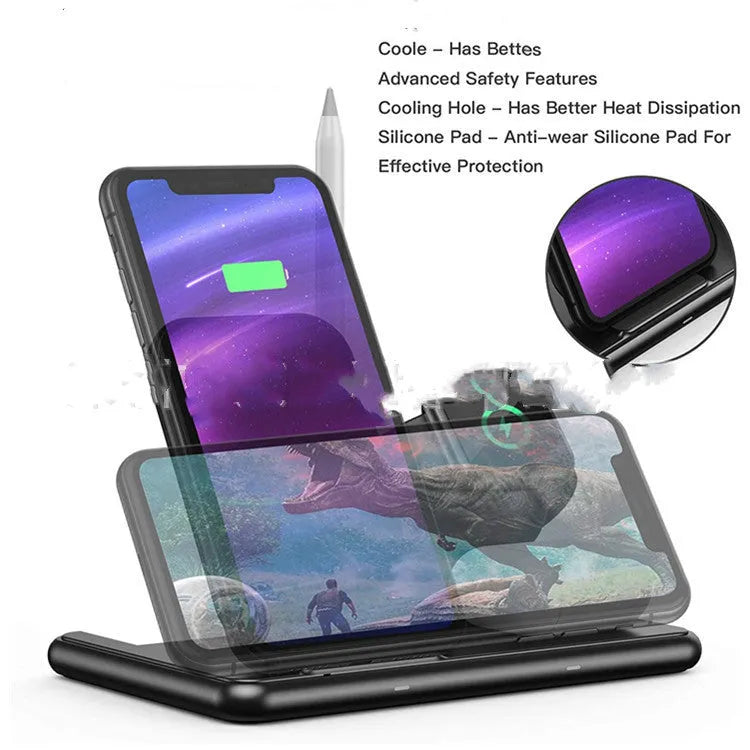 Black wireless charging pad with Type-C connector for mobile phones