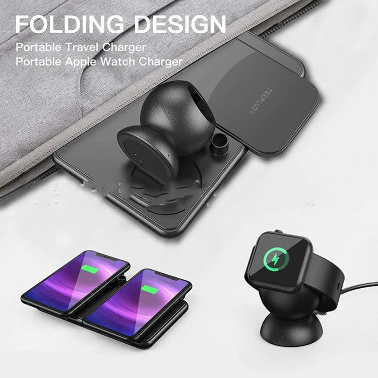 Black wireless charging pad with Type-C connector for mobile phones