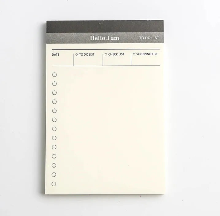 Business day planner notepad with paper cover, 52 inside pages and four cover options for desk use