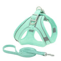 Reflective suede pet chest harness vest adjustable drawstring red yellow green navy blue pink sizes XS to XL
