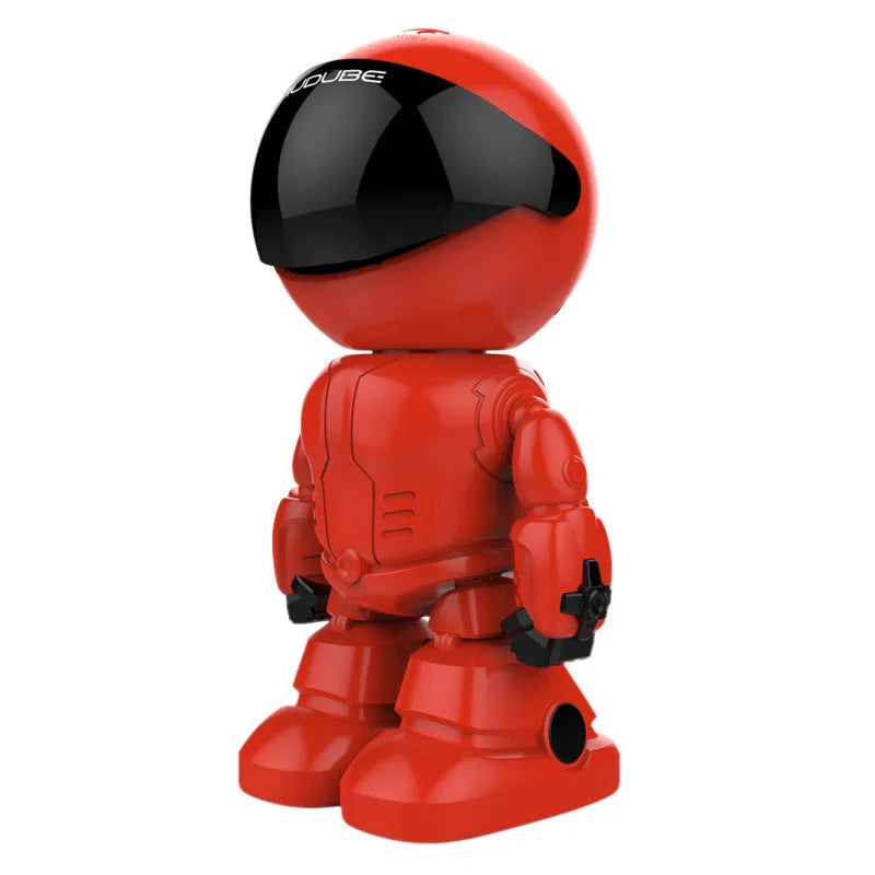 Silver remote HD night vision robot security camera with PTZ rotation capability