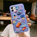 Spaceman astronaut cartoon design mobile phone case in translucent purple silicone for iPhone