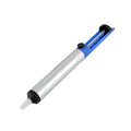 Manual solder sucker gun in blue, gold, or silver colour with ABS body and extended nozzle.