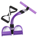 Three-tube removable TPE pedal tension device foot stretch rope for leg crunches in blue, pink, purple or red