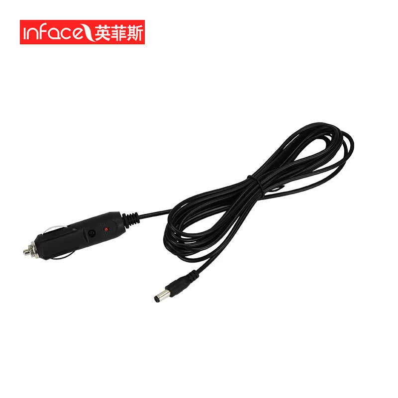 Red 12V/24V DC portable electric diesel fuel oil pump with 4.1m wire and 16mm outlet on white background