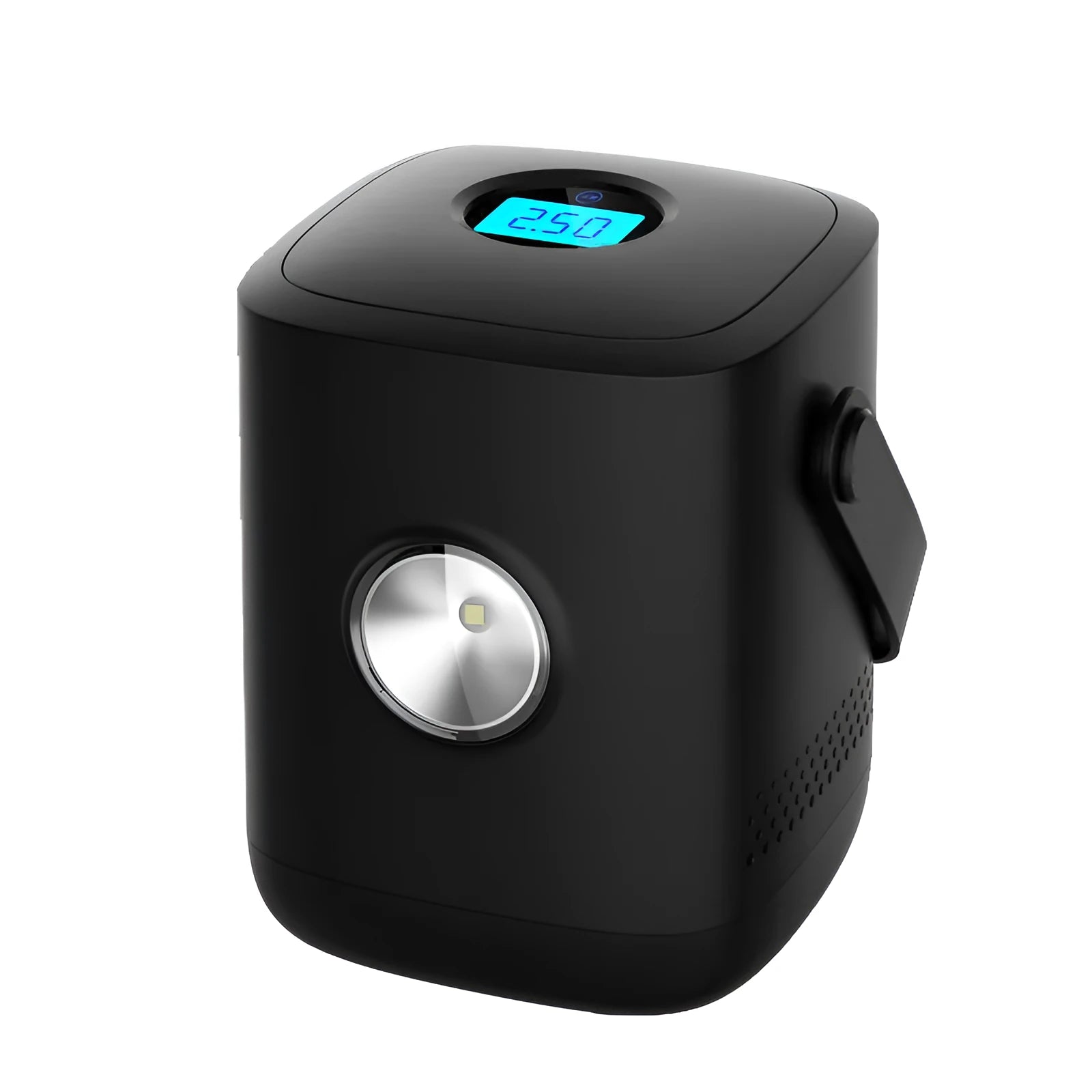 Portable car mini tire multi-function air pump with digital display, ABS body, 120W, 35L/min, black colour