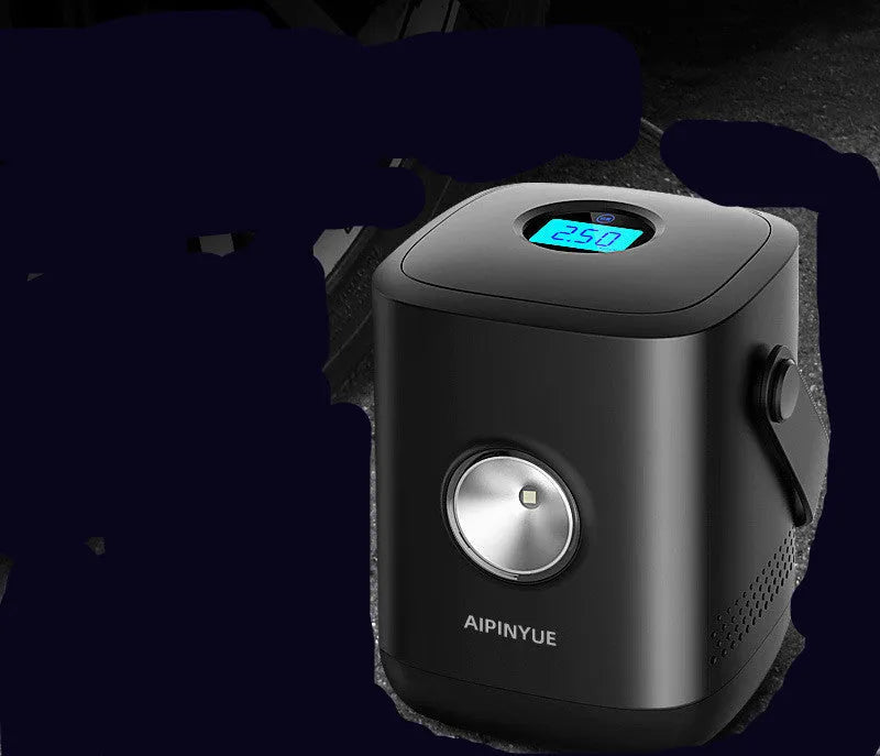 Portable car mini tire multi-function air pump with digital display, ABS body, 120W, 35L/min, black colour